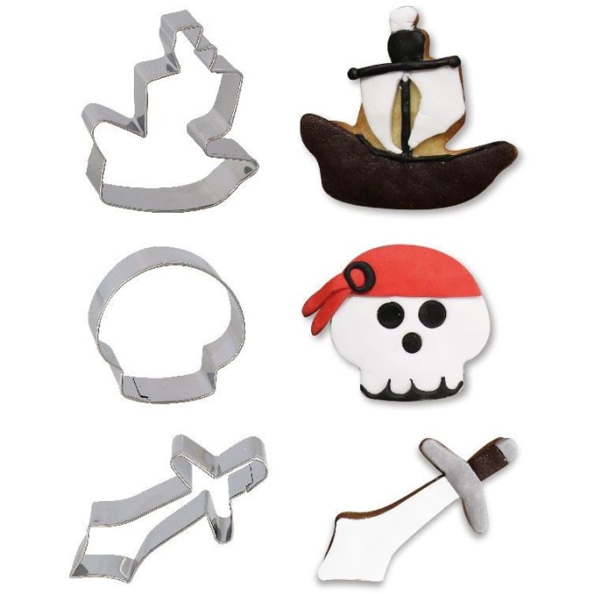 Set 3 formine per biscotti pirata 