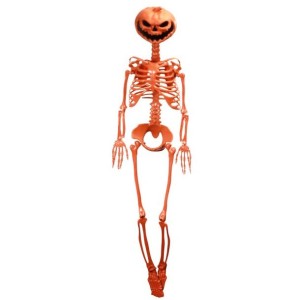 Scheletro Snodabile con Testa di Zucca Arancione � Summerween � 1 m
