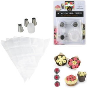 Set di 4 sac a poche usa e getta, 3 beccucci, adattatore