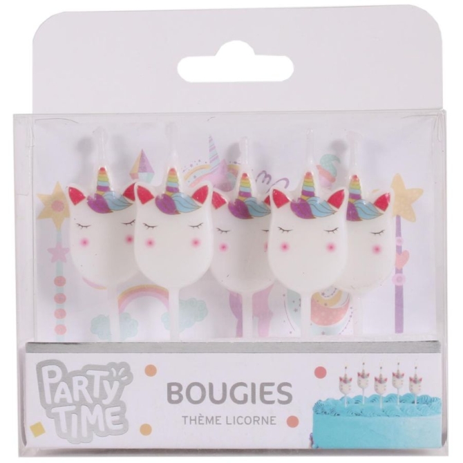 5 mini Candeline Unicorno (7 cm) 