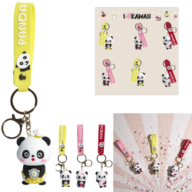 1 portachiavi a forma di panda kawaii 