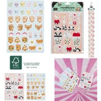 5 fogli di divertenti adesivi Kawaii