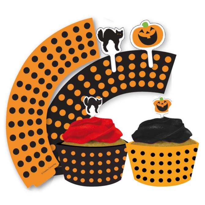 Kit 12 Wrapper e Decorazioni per cupcake Halloween 