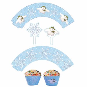 Kit 12 Pirottini e decorazioni Cupcakes Fiocchi di neve