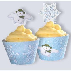 Kit 12 Pirottini e decorazioni Cupcakes Fiocchi di neve. n1