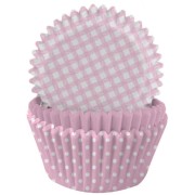75 Pirottini per cupcake rosa/bianco