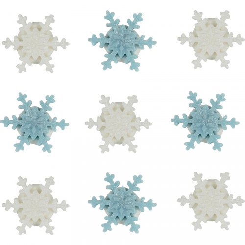 9 Fiocchi di Neve di zucchero Bianco/Blu 