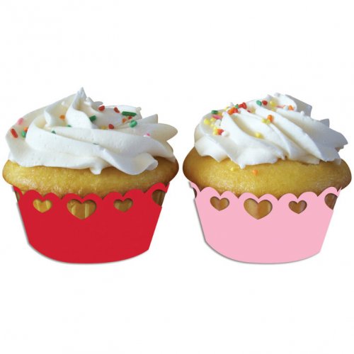 12 Wrapper Cupcake cuori rosa / rosso 