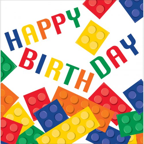 16 Tovaglioli Block Party Happy Birthday 