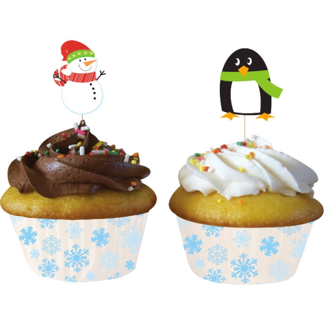 Kit 12 Pirottini e decorazioni per cupcake Xmas Friends 