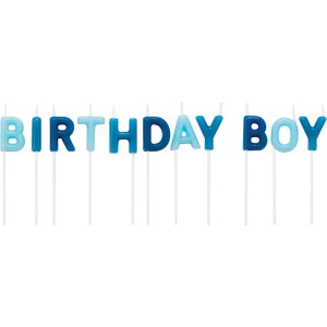 11 mini candele lettere Happy Birthday Boy