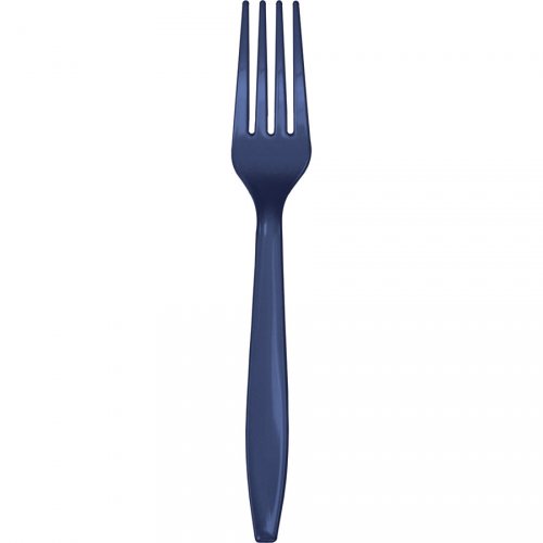 50 Forchette Grandi Blus Scuro - Plastica 
