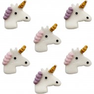 6 Teste di unicorno (3,5 cm) - Pasta di zucchero