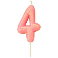 Candela Glitter rosa numero 4 (7 cm)