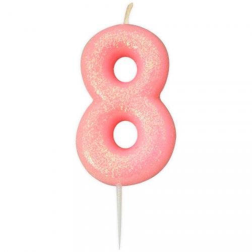 Candela Rosa Glitter Numero 8 (7 cm) 