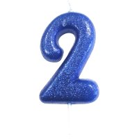 Candela Blu Glitter Numero 2 (7 cm)