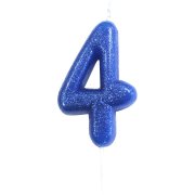 Candela Blu Glitter Numero 4 (7 cm)