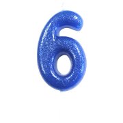 Candela Blu Glitter Numero 6 (7 cm)