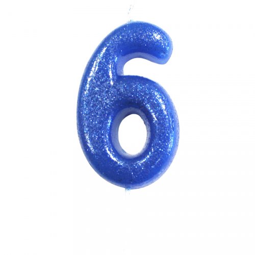 Candela Blu Glitter Numero 6 (7 cm) 