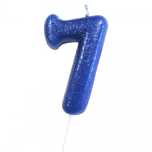 Candela Blu Glitter Numero 7 (7 cm) 