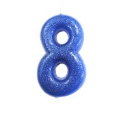 Candela Blu Glitter Numero 8 (7 cm)