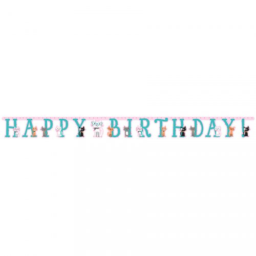 Ghirlanda Happy Birthday gatto chic (3 m) 