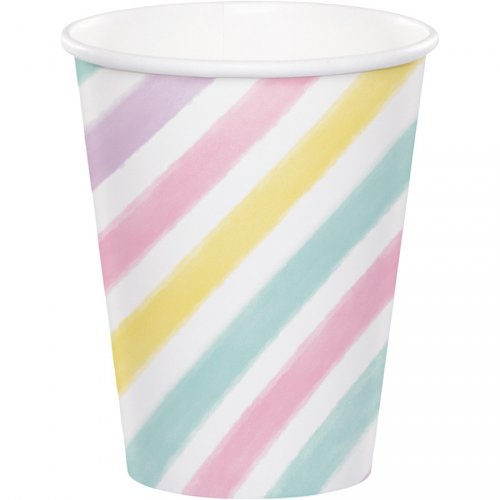 8 Bicchieri Unicorno Rainbow Pastello 