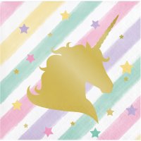 16 Tovagliolini Unicorno Rainbow Pastello