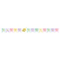 Ghirlanda Happy Birthday unicorno arcobaleno pastello (1,67 m)