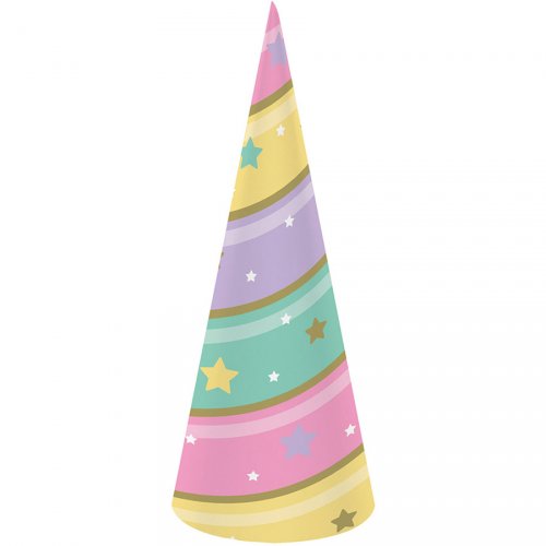 8 Corni Unicorno Rainbow colori pastello 