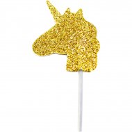 12 Stecchini con unicorno glitter oro (7 cm)