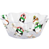 Piccola insalatiera di Natale Pinguini (20 cm) - Plastica