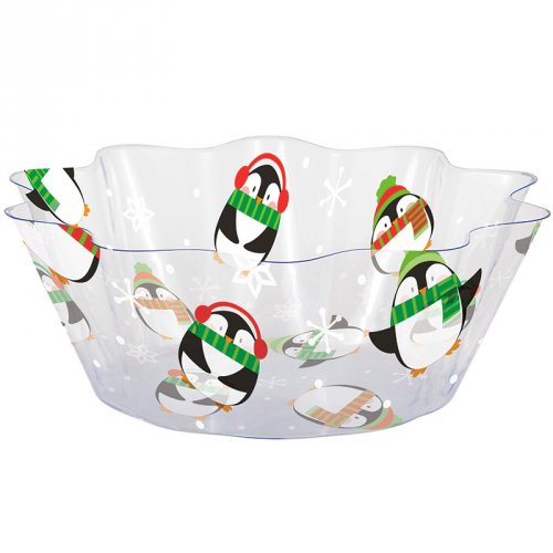 Piccola insalatiera di Natale Pinguini (20 cm) - Plastica 