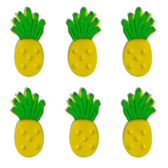 6 Ananas 2D (4 cm) - Pasta di zucchero 