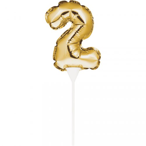 Decorazione per torta - Palloncino d oro numero 2 