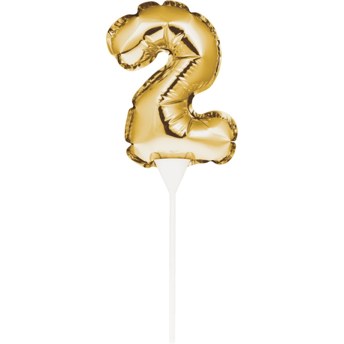 Decorazione per torta - Palloncino d oro numero 2 