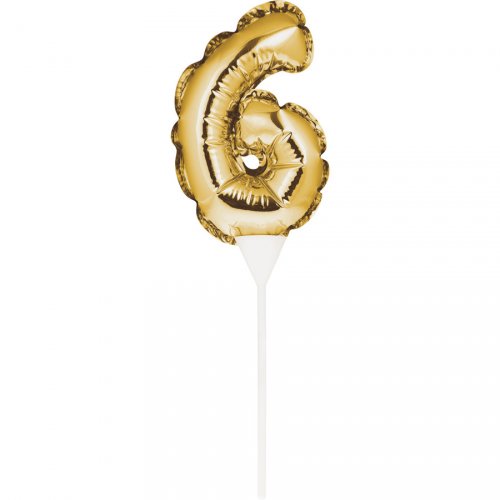 Decorazione per torta - Palloncino d oro numero 6 