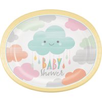 8 Piatti Maxi Nuvole Baby Shower