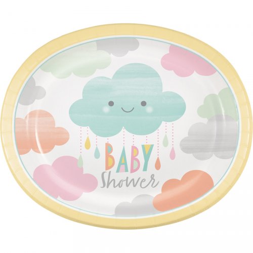 8 Piatti Maxi Nuvole Baby Shower 