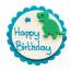 Targhetta decorativa Happy Birthday Dino - Zucchero