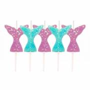 5 Mini Candeline iridescenti - Sirena