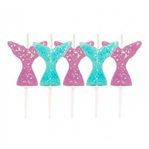 5 Mini Candeline iridescenti - Sirena