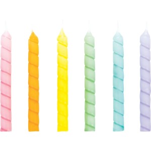 12 Candele Spirale Pastello (7 cm)