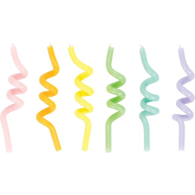 6 Candele Spirale Pastello 