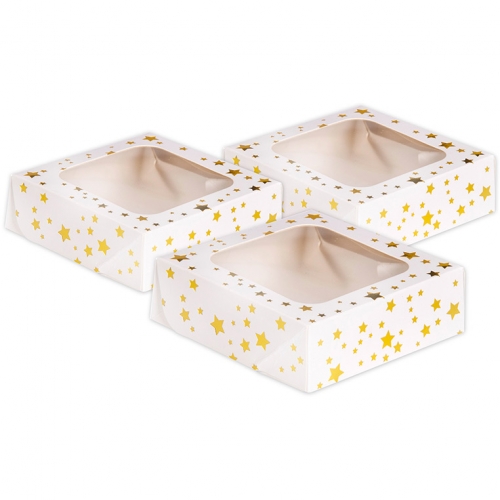 2 Scatolette per Torte/Dolci Stelle - Oro 