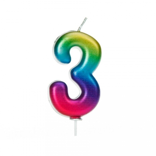 Candela Rainbow Numero 3 - 7 cm 