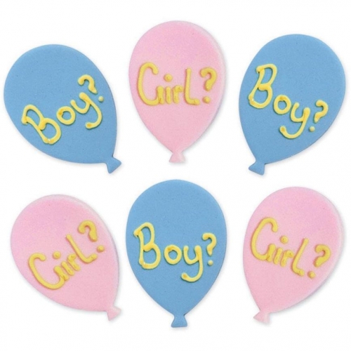 6 Decorazioni Palloncini Boy Or Girl - Zucchero 