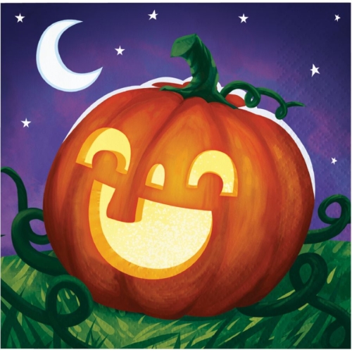 16 piccoli tovaglioli a forma di zucca sorridente 