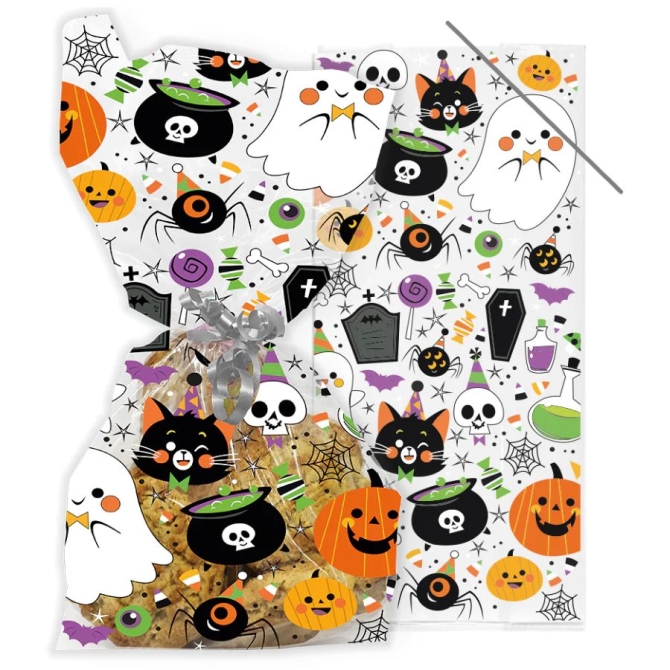 20 buste regalo in cellophane per Halloween - Kawai 