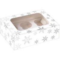 Scatola da 6 Cupcakes - Fiocco di neve